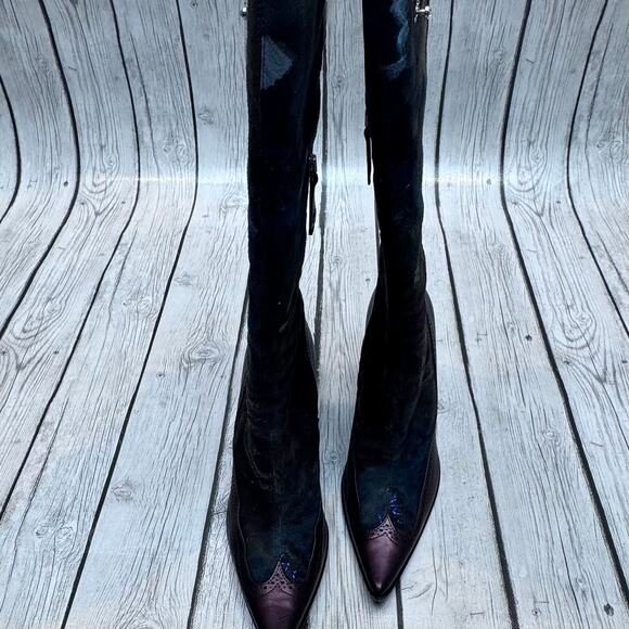 MARINO FABIANI Italian Leather & Suede Over Knee Boot Size 7 1/2 - Picture 8 of 12